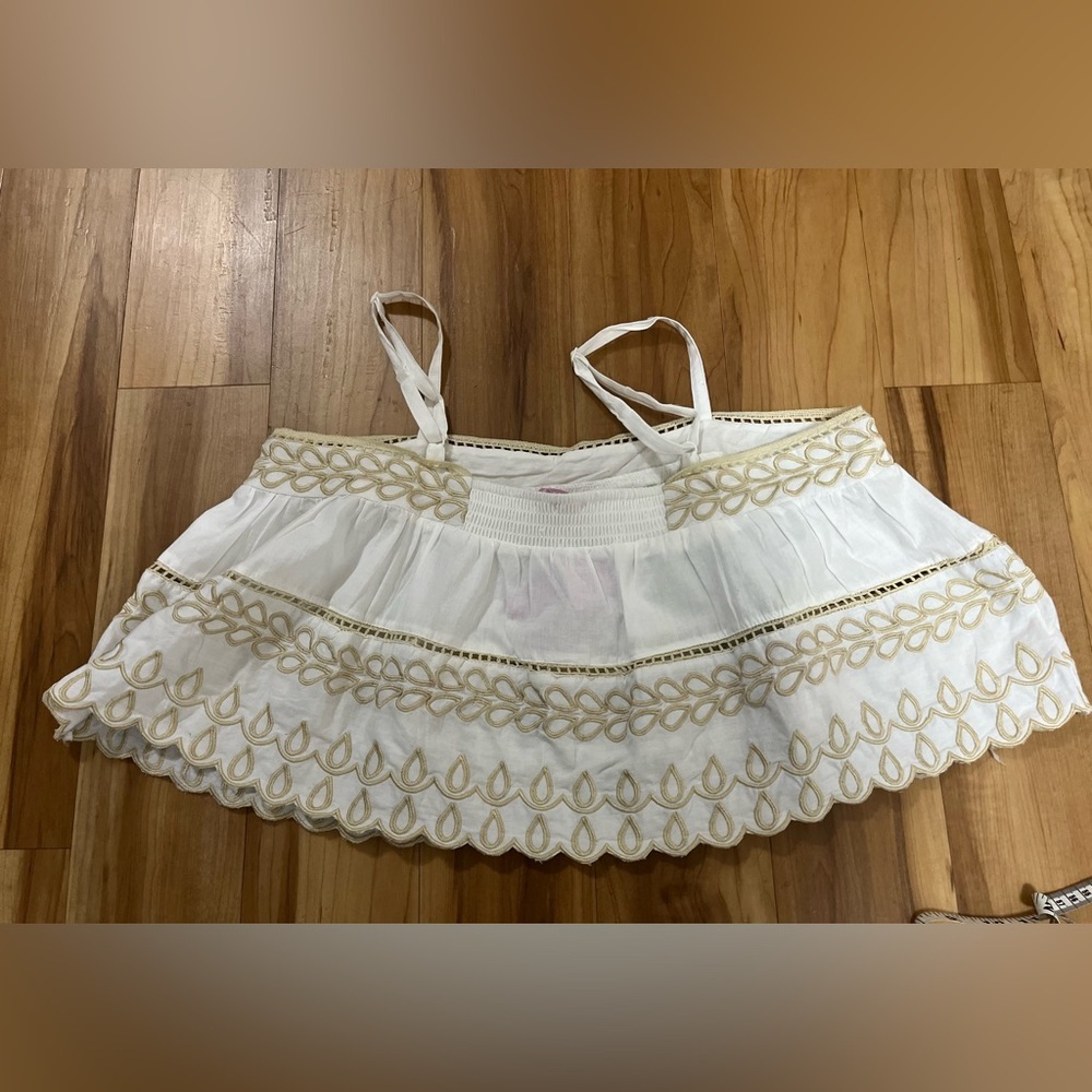 Muse Republic White Embroidered Boho Crop Top – Cotton Eyelet XL - Picture 7 of 9